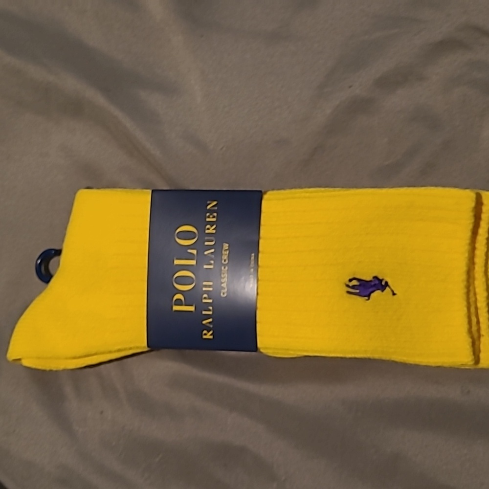 NWT Polo by Ralph Lauren Men's Yellow Socks - Picture 2 of 4